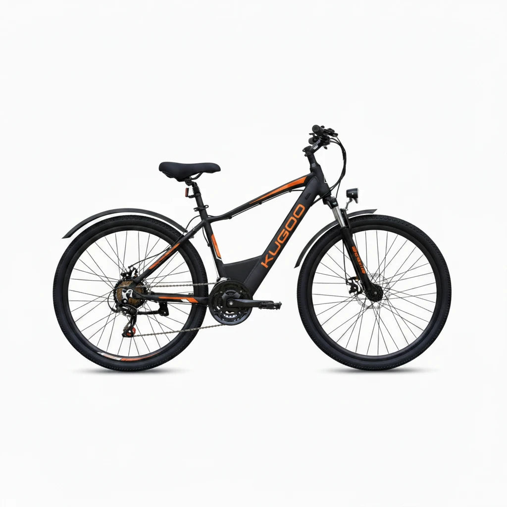 Black electric bike on a white background