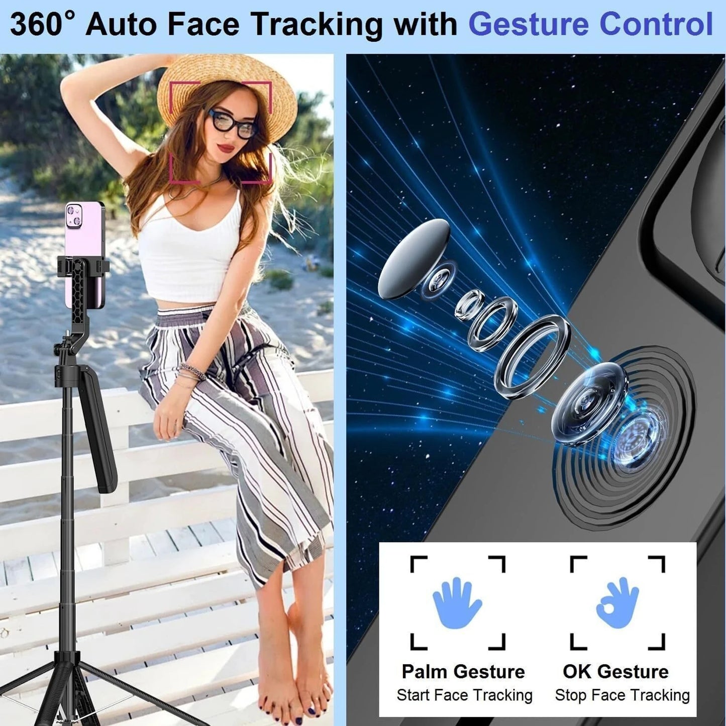 C12 Auto Face Tracking Ai Selfie Stick