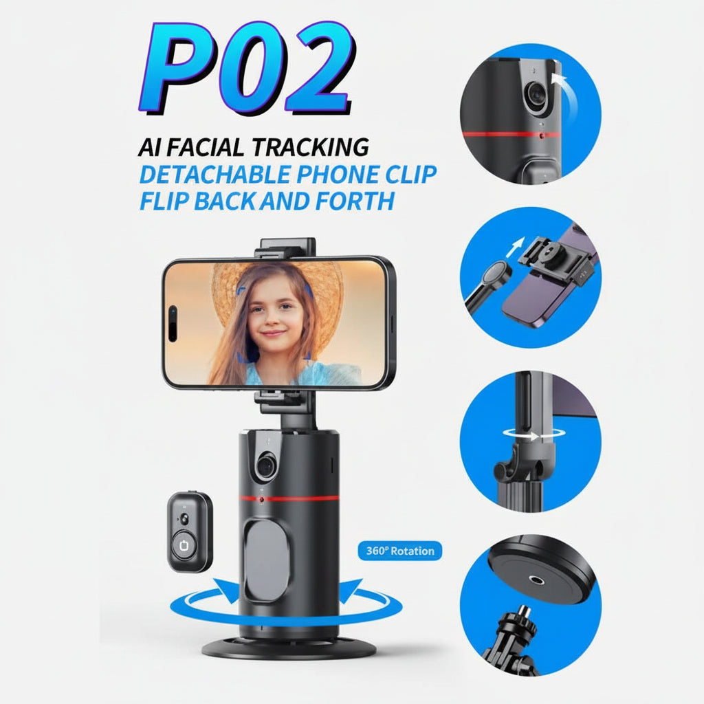 P02 Auto Face Tracking 360° Rotation Smart Shoot
