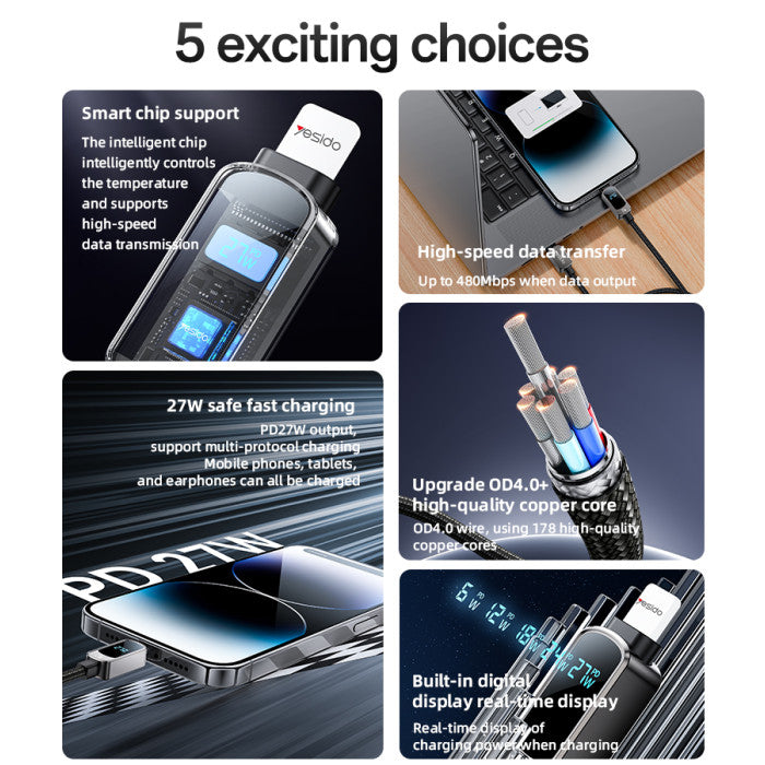 Yesido CA180 1.2 Meters Length Fast Charging Data Cable