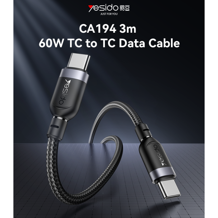 Yesido CA194 3M PD 60W Fast Charging Type-C To Type-C