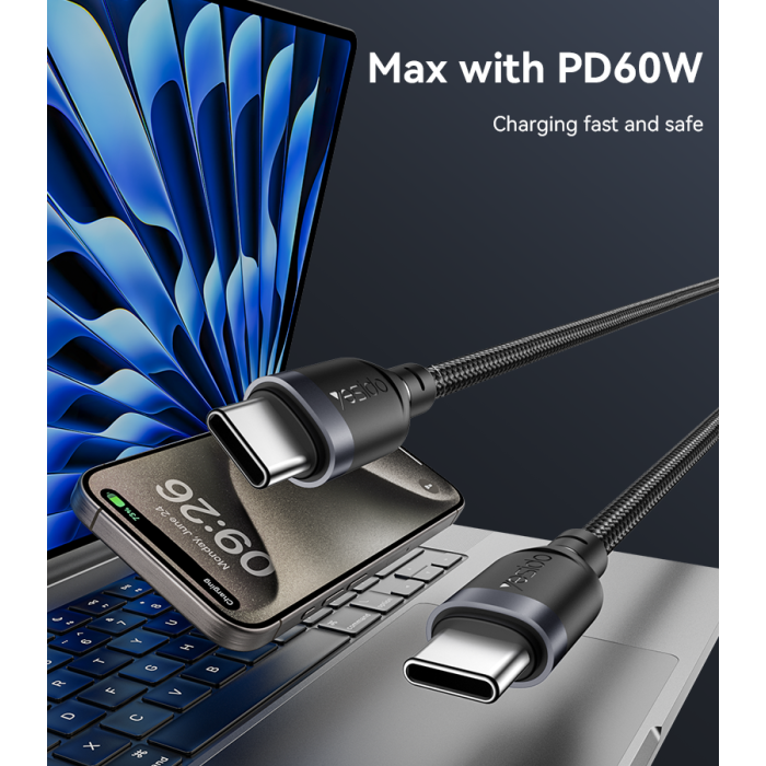 Yesido CA194 3M PD 60W Fast Charging Type-C To Type-C