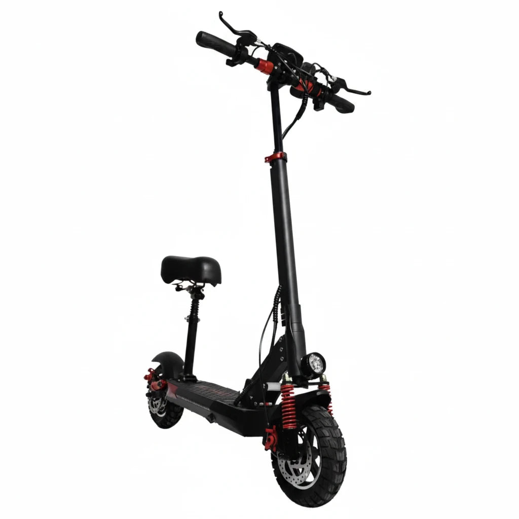 Black electric scooter on a white background
