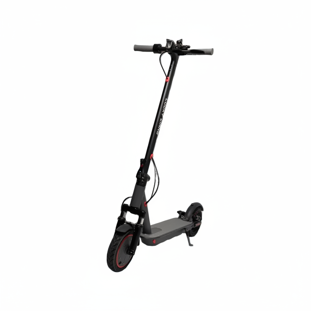 Black electric scooter on a white background