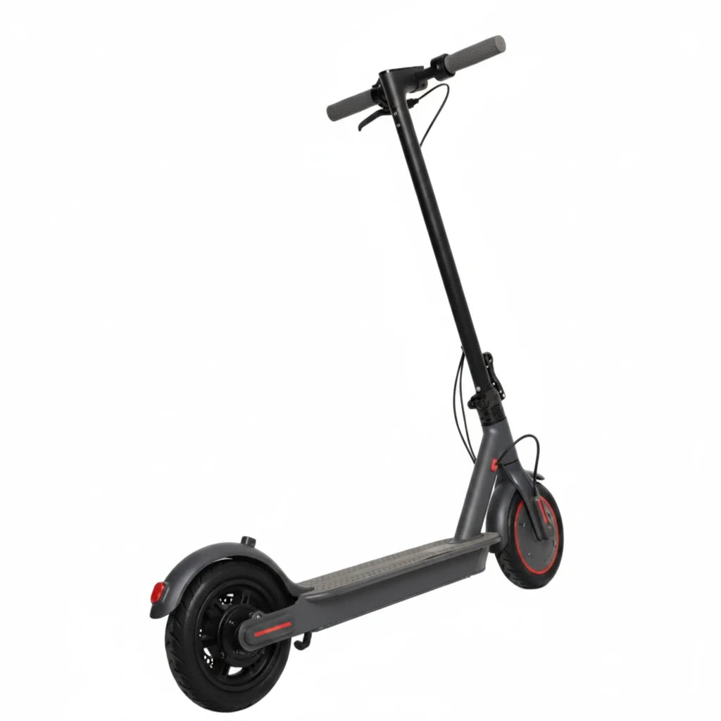 Black electric scooter on a white background