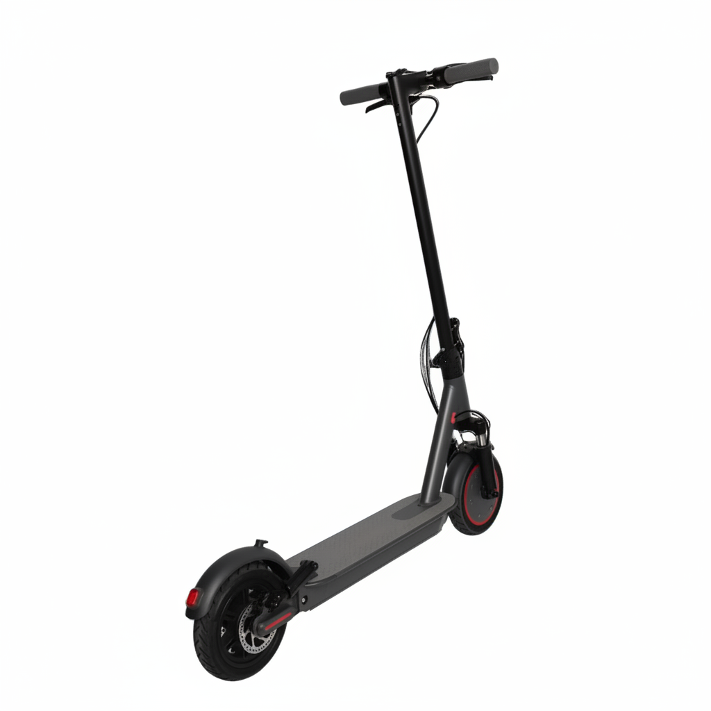 Black electric scooter on a white background