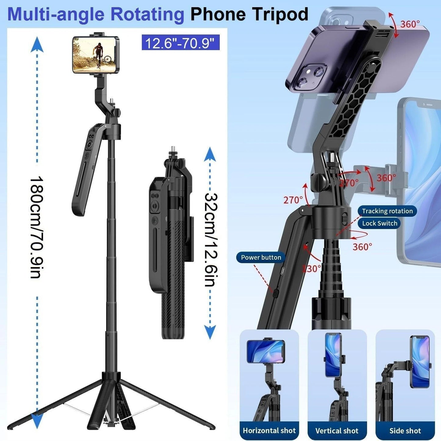 C12 Auto Face Tracking Ai Selfie Stick